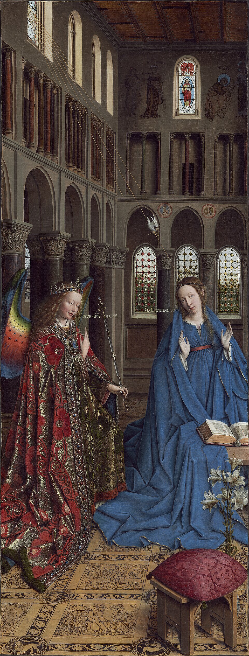Jan van Eyck《报喜》:天使与马利亚之间有光和建筑轴线