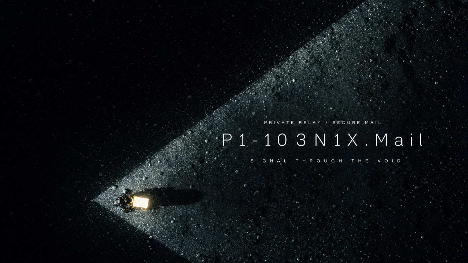 P1-103N1X Mail —— 一束斜射光照在深空地表的发光信箱上,SIGNAL THROUGH THE VOID